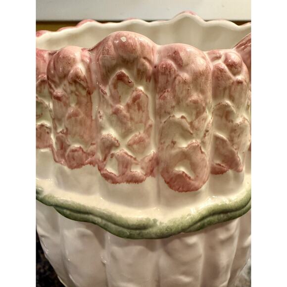 Vintage CB Pitcher Asparagus Shaped Italian Majolica Vase Signed 8" Cottagecore - Picture 4 of 13